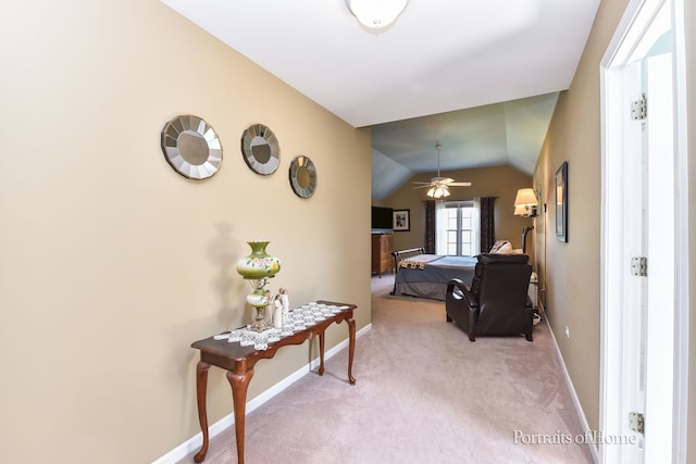 459 Waubonsee Cir, Oswego, IL 60543 - hall with carpet and lofted ceiling