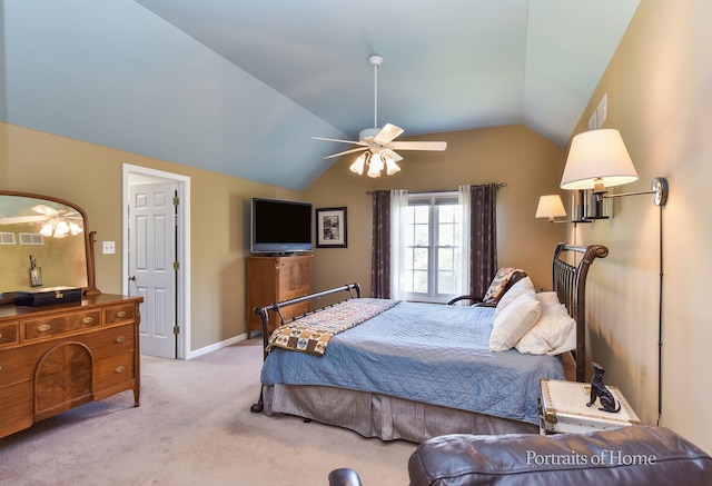 459 Waubonsee Cir, Oswego, IL 60543 - carpeted bedroom featuring vaulted ceiling and ceiling fan
