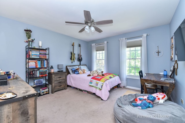 459 Waubonsee Cir, Oswego, IL 60543 - bedroom with light carpet and ceiling fan