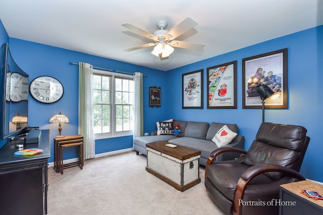 459 Waubonsee Cir, Oswego, IL 60543 - living room with carpet and a ceiling fan