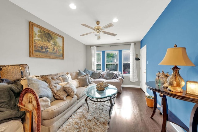 4637 S Homan Ave, Chicago, IL 60632 - living area featuring ceiling fan, wood finished floors, and recessed lighting