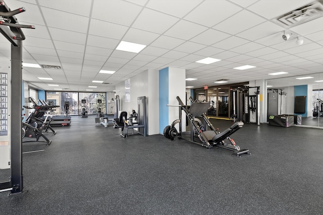 4343 N Clarendon Ave Unit 2309, Chicago, IL 60613 - workout area featuring a drop ceiling