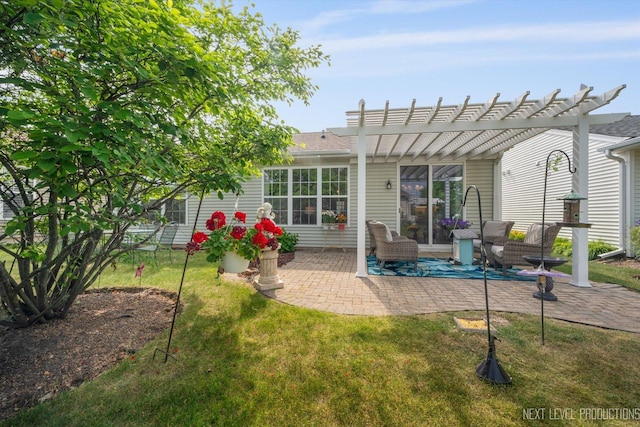 11298 Maplewood Ave, Huntley, IL 60142 - back of property with a pergola, a patio area, and a lawn