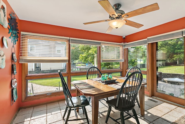 1044 Inverness Ln, Itasca, IL 60143 - dining area featuring ceiling fan and baseboards