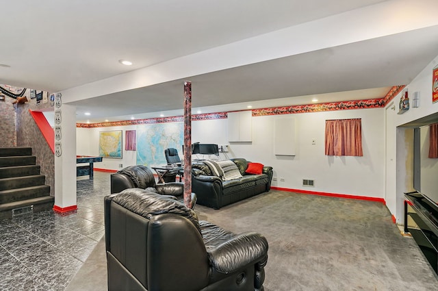1044 Inverness Ln, Itasca, IL 60143 - living room featuring recessed lighting and stairs