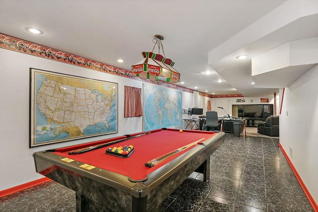 1044 Inverness Ln, Itasca, IL 60143 - game room with granite tiled floors, billiards, and recessed lighting