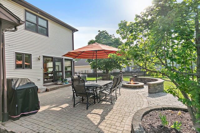 1044 Inverness Ln, Itasca, IL 60143 - view of patio / terrace featuring an outdoor fire pit, area for grilling, and outdoor dining area