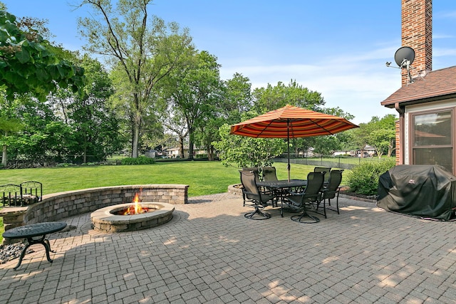 1044 Inverness Ln, Itasca, IL 60143 - view of patio featuring an outdoor fire pit and a grill