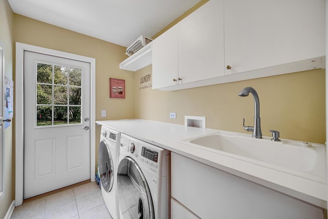 963 Monticello Dr, Naperville, IL 60563 - laundry room featuring cabinet space, separate washer and dryer, and light tile patterned floors