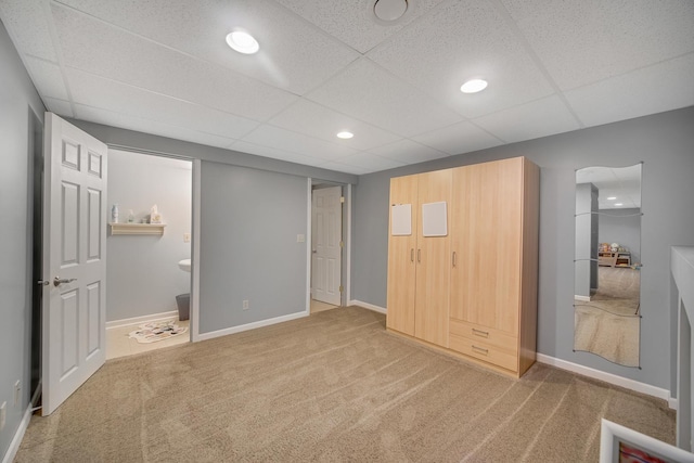 963 Monticello Dr, Naperville, IL 60563 - unfurnished bedroom with a drop ceiling, carpet, recessed lighting, and connected bathroom