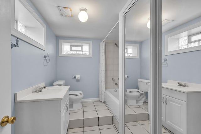 7644 W Norridge St, Norridge, IL 60706 - full bathroom with vanity, shower / bathtub combination with curtain, and tile patterned floors