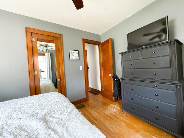 405 N Division Ave, Polo, IL 61064 - bedroom with light wood-style floors and ceiling fan