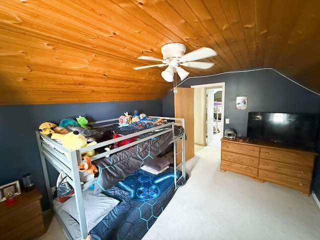 405 N Division Ave, Polo, IL 61064 - bedroom featuring lofted ceiling, wooden ceiling, carpet flooring, and a ceiling fan