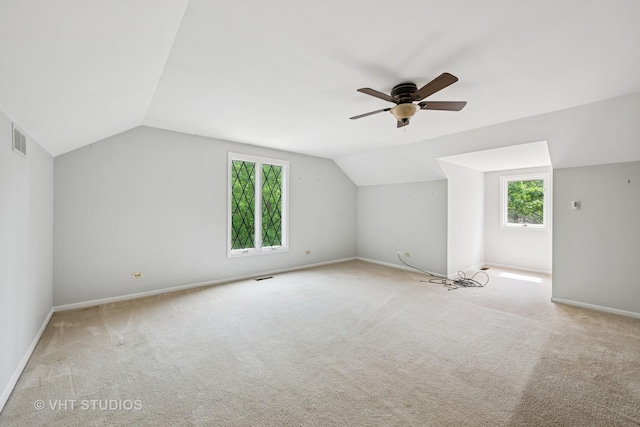 674 Plum Tree Rd, Barrington Hills, IL 60010 - bonus room featuring vaulted ceiling, a ceiling fan, and carpet floors