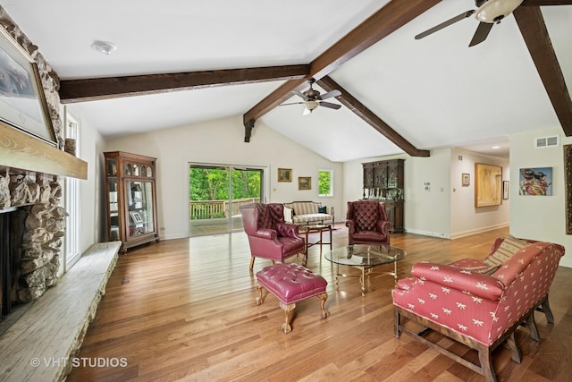 674 Plum Tree Rd, Barrington Hills, IL 60010 - living room featuring ceiling fan, wood finished floors, and a fireplace