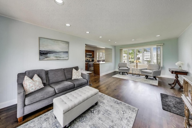 410 W Maude Ave, Arlington Heights, IL 60004 - living room with a textured ceiling, dark wood-type flooring, and recessed lighting