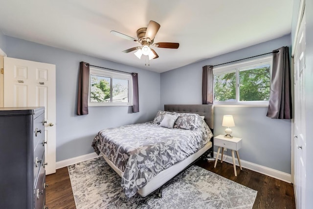 410 W Maude Ave, Arlington Heights, IL 60004 - bedroom with multiple windows, dark wood finished floors, and a ceiling fan