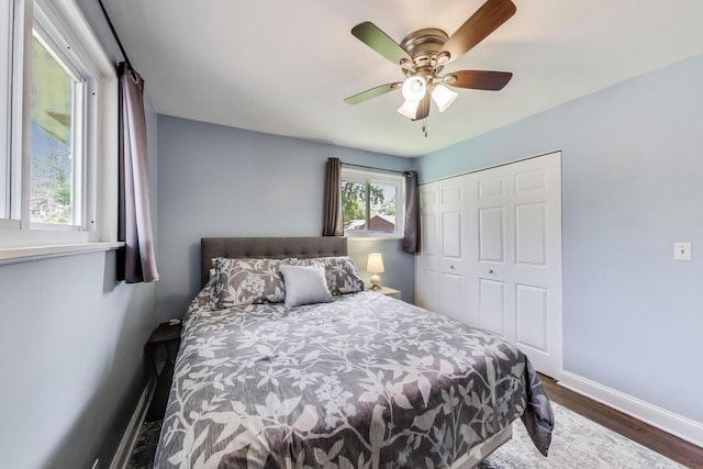 410 W Maude Ave, Arlington Heights, IL 60004 - bedroom with wood finished floors, a closet, and a ceiling fan