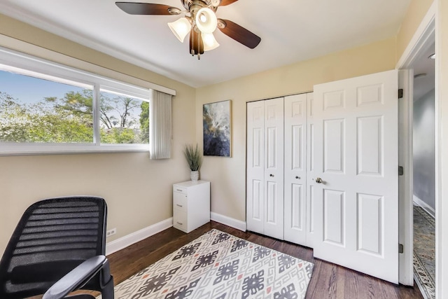 410 W Maude Ave, Arlington Heights, IL 60004 - office area featuring ceiling fan and dark wood-style floors