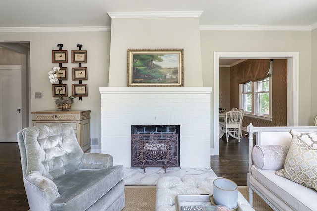 4907 Northcott Ave, Downers Grove, IL 60515 - living area featuring wood finished floors, crown molding, and a fireplace