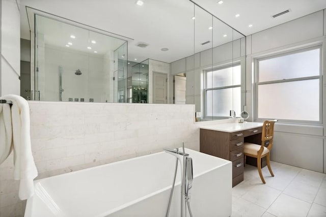 34 E Bellevue Pl, Chicago, IL 60611 - full bath with a freestanding bath, vanity, and a stall shower