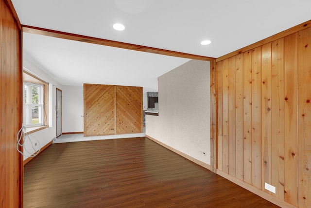 8201 Paloma Dr, Orland Park, IL 60462 - spare room featuring wood finished floors, recessed lighting, and wooden walls