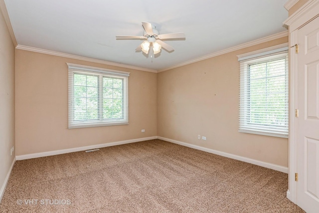 1803 Rizzi Ln, Bartlett, IL 60103 - carpeted empty room featuring ornamental molding and ceiling fan