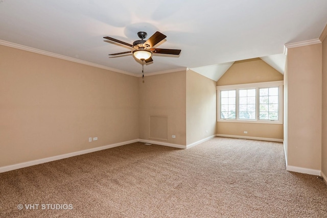 1803 Rizzi Ln, Bartlett, IL 60103 - spare room featuring ceiling fan, carpet flooring, and crown molding