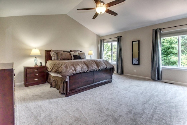 8307 Newbridge Ct, Joliet, IL 60431 - bedroom with lofted ceiling, light carpet, and a ceiling fan