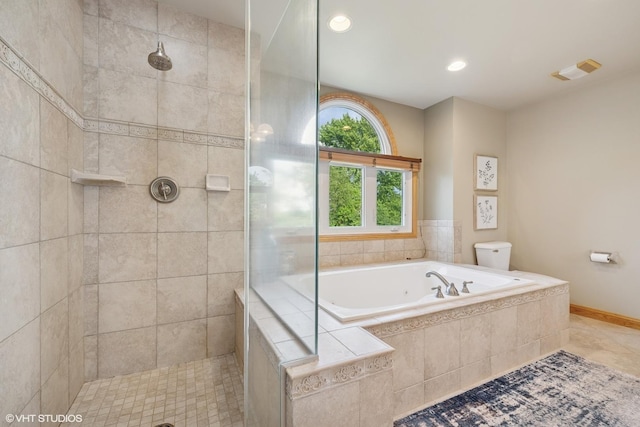 25397 N Northbridge Rd, Hawthorn Woods, IL 60047 - bathroom with a tile shower, a bath, and recessed lighting