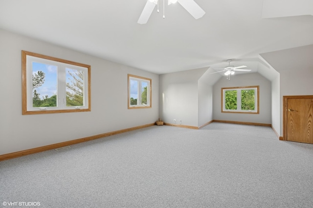 25397 N Northbridge Rd, Hawthorn Woods, IL 60047 - additional living space featuring ceiling fan, carpet floors, and vaulted ceiling