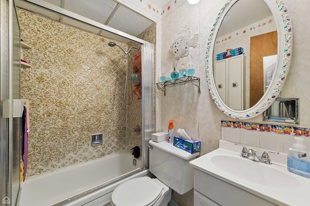 1448 W Taylor St, Chicago, IL 60607 - bathroom with vanity and combined bath / shower with glass door