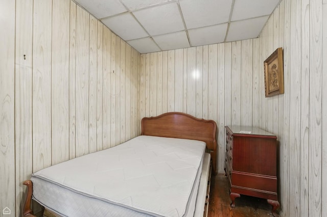 1448 W Taylor St, Chicago, IL 60607 - bedroom with a drop ceiling and wooden walls