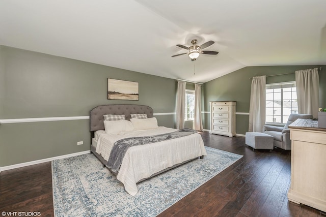 253 Brookhaven Trl, Pingree Grove, IL 60140 - bedroom with vaulted ceiling, dark wood-type flooring, and ceiling fan