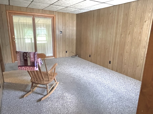 1660 Laharpe St, Lasalle, IL 61301 - living area featuring carpet flooring and wooden walls