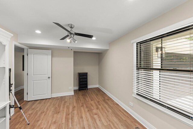 440 Menominee Ln, Naperville, IL 60563 - unfurnished living room featuring a ceiling fan, light wood-style flooring, and recessed lighting