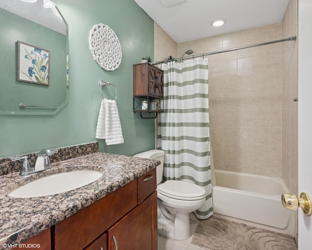 2652 W Rascher Ave Unit 304, Chicago, IL 60625 - full bathroom with vanity, shower / tub combo with curtain, tile patterned floors, and recessed lighting