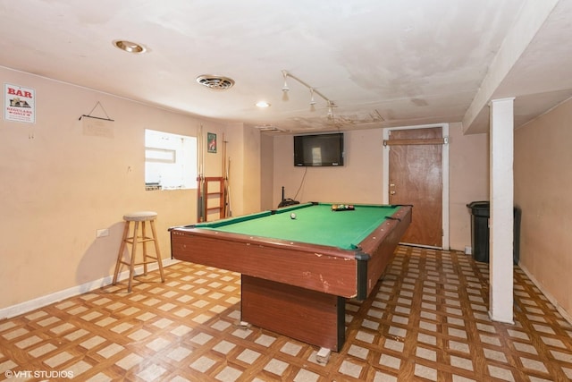 4322 W Walton St, Chicago, IL 60651 - rec room featuring tile patterned floors, pool table, and recessed lighting