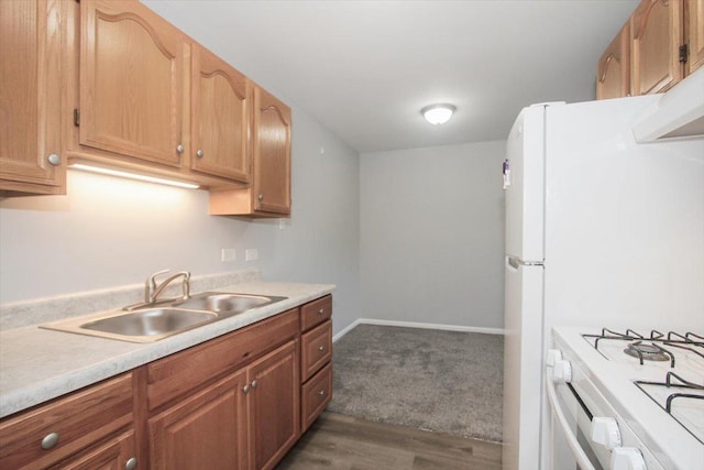 974 Thornton Ln Unit 107, Buffalo Grove, IL 60089 - kitchen featuring light countertops, white appliances, and wood finished floors