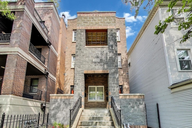 3319 N Seminary Ave Unit 3, Chicago, IL 60657 - view of front of property with stone siding and brick siding