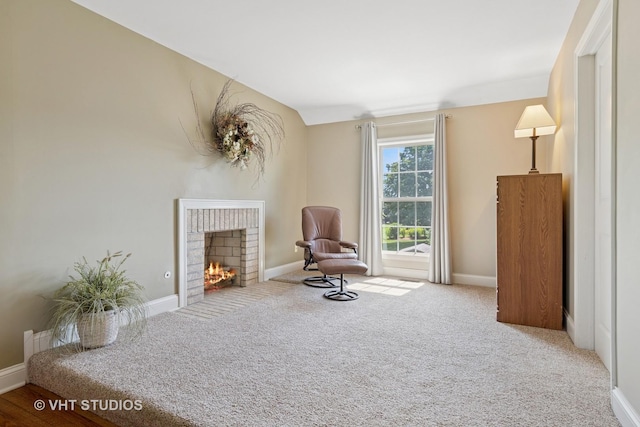 33 Citation Cir, Wheaton, IL 60189 - living area with a brick fireplace and carpet