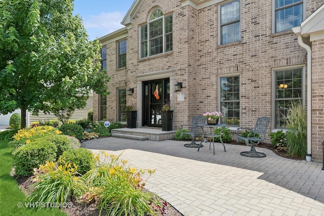33 Citation Cir, Wheaton, IL 60189 - doorway to property featuring brick siding and a patio