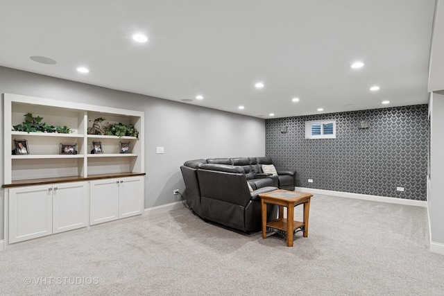 33 Citation Cir, Wheaton, IL 60189 - cinema room featuring light carpet, recessed lighting, and an accent wall