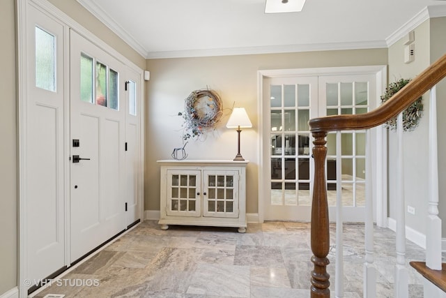 33 Citation Cir, Wheaton, IL 60189 - entrance foyer featuring crown molding and marble finish flooring