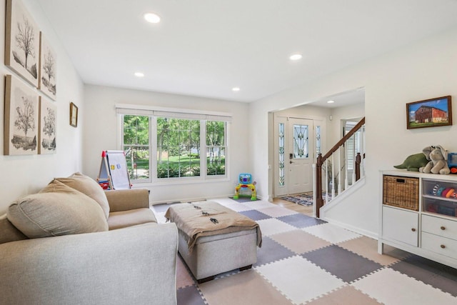 7004 Bennington Dr, Gurnee, IL 60031 - living room with recessed lighting and stairs