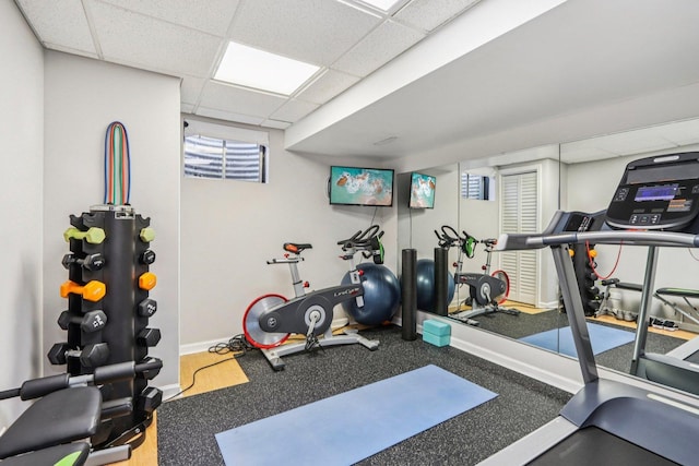 7004 Bennington Dr, Gurnee, IL 60031 - exercise area with a paneled ceiling