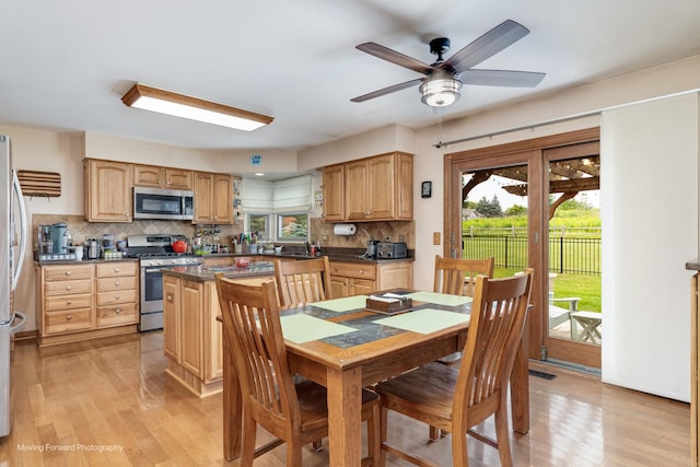 420 Fairway View Dr, Algonquin, IL 60102 - dining room with light wood-style floors and ceiling fan