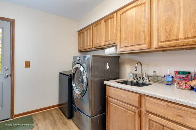 420 Fairway View Dr, Algonquin, IL 60102 - washroom featuring cabinet space, light wood-style flooring, and washer / clothes dryer