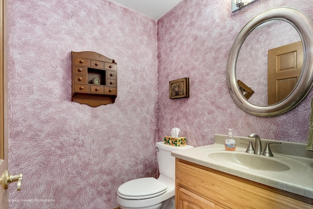 420 Fairway View Dr, Algonquin, IL 60102 - half bathroom featuring vanity and wallpapered walls