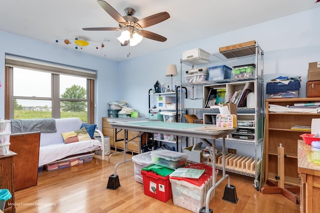 420 Fairway View Dr, Algonquin, IL 60102 - office area featuring wood finished floors and ceiling fan